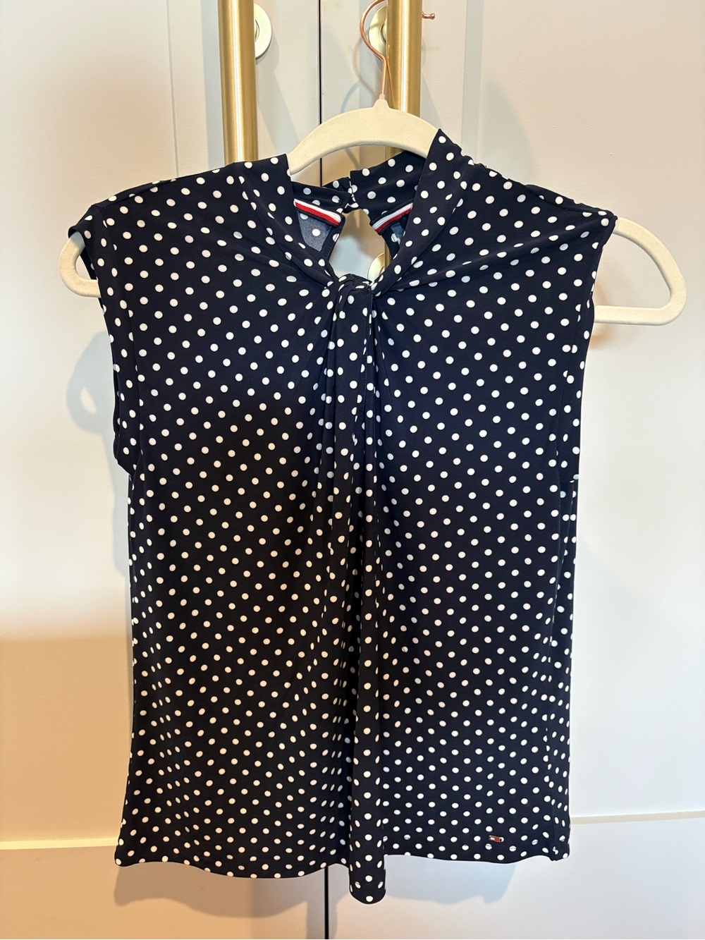Tommy Hilfiger Navy Polka Dot Draped knot Neck Sleeveless Camisole